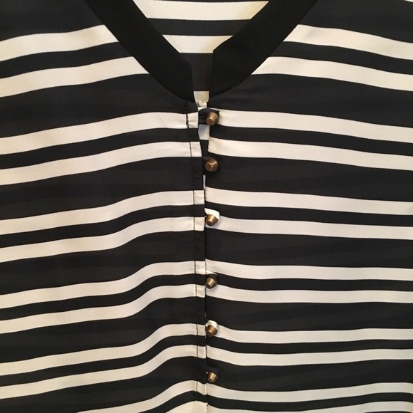 ZARA BASIC Black/White Stripe Top Size Xsmall - Picture 2 of 5